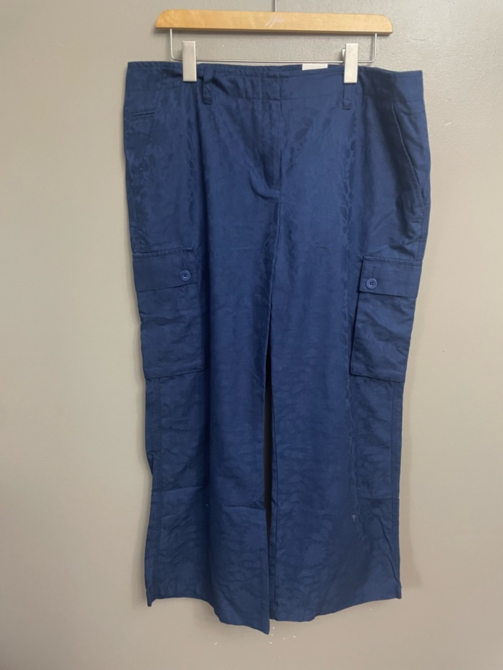 NWT Tommy Hilfiger Womens Wide Leg Cargo Casual Pants Navy Blue Size 14 tropical
